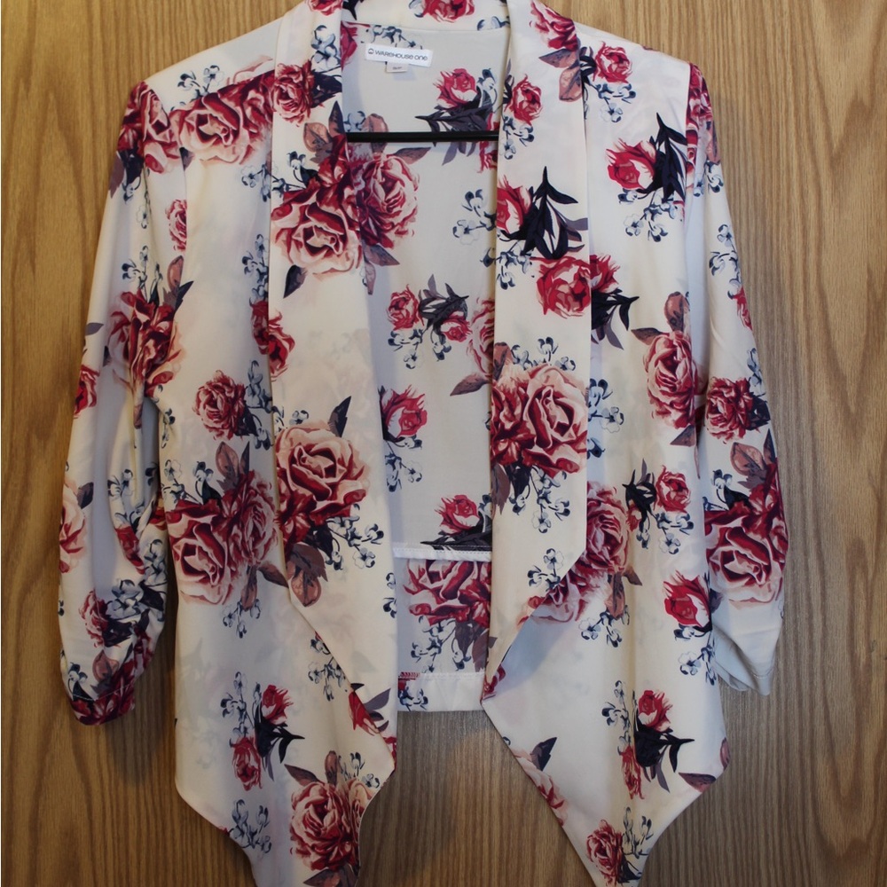 Floral Women's Top - White and Red